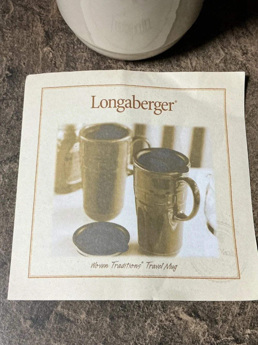 Longaberger Pottery Woven Traditions Travel Mug - Ivory - Picture 9 of 9